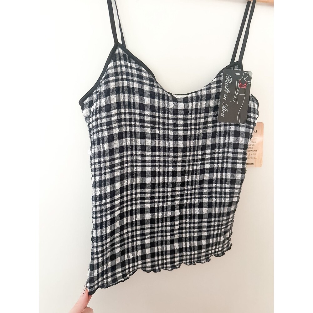 Vintage Deadstock Cinema Etoile Gingham Shelf Bra Cami M Y2K Coquette Balletcore - Picture 3 of 7